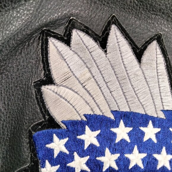 Vintage Wilsons Men' Black Leather Biker Vest L  Biker  Grunge Y2K Eagle Sturgis - Picture 3 of 10